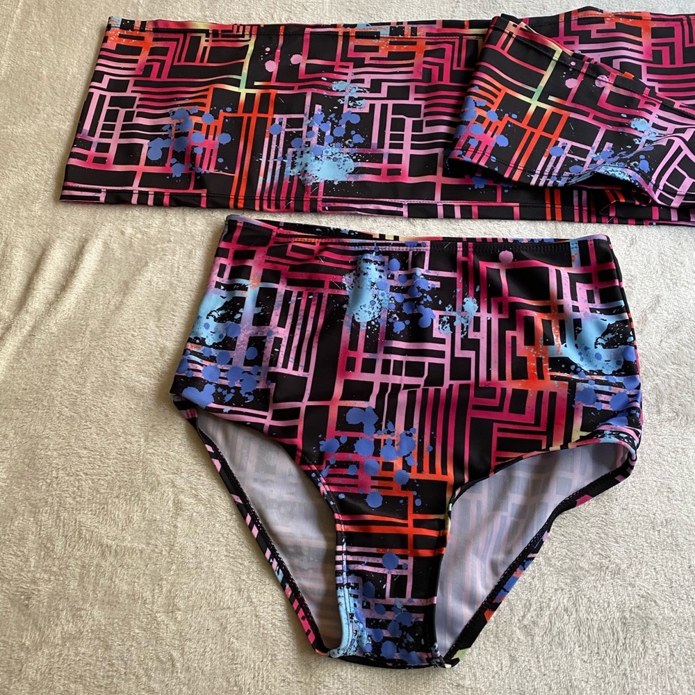 👙High waist 2 piece swim suit
